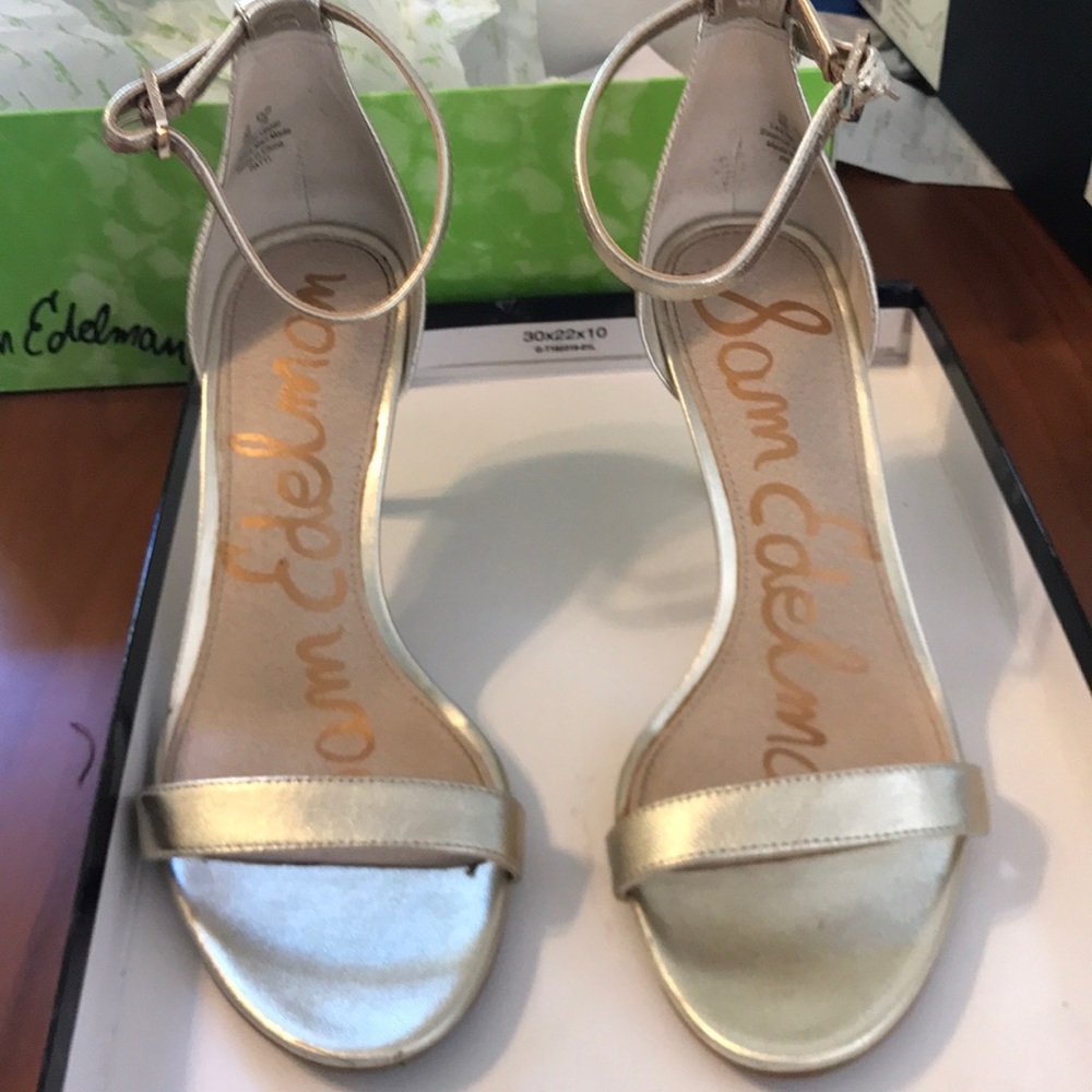 Sam Edelman Gold ankle strap heels -size 6